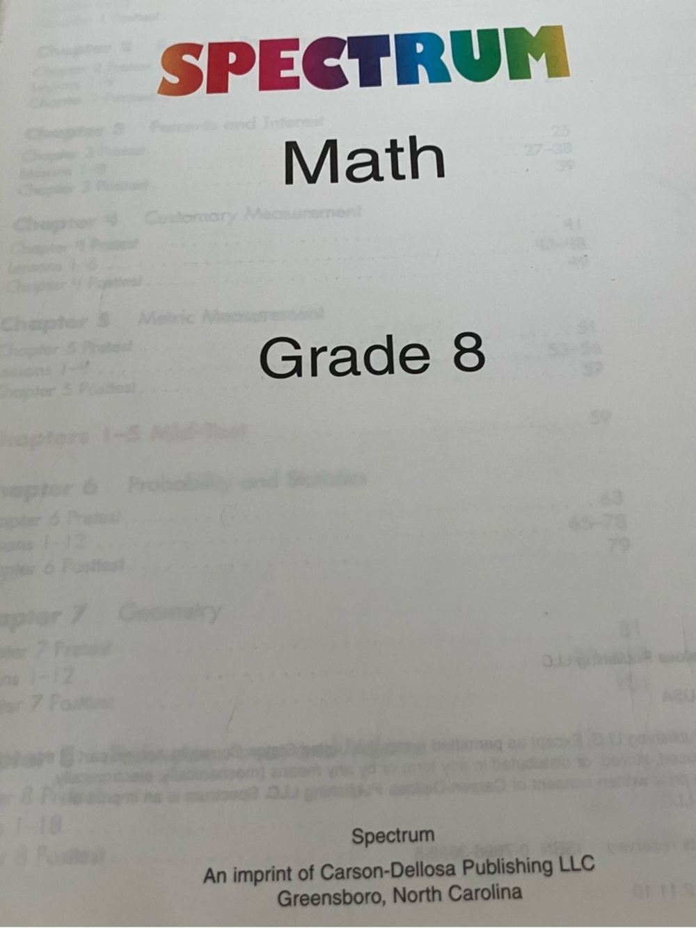 Spectrum Math Learning Workbook 8th Grade with Answer Key & Certificate - Picture 7 of 8